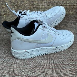 Nike Air Force 1 White and Black Sneakers w/recycled Rubber Soles